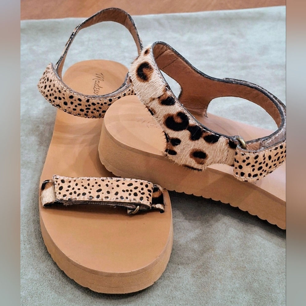 Madewell "THE MAGGIE SPOT MIX CALF HAIR Amber Dune Multi Sandal - Picture 3 of 6